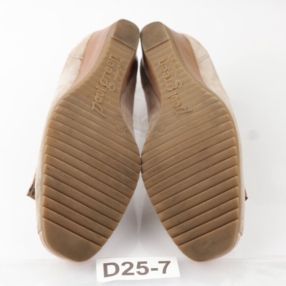 Paul Green Womens Nola Slip On Shoes Size 10 Tan Suede Rose Gold Low Wedge Bows - Picture 9 of 15